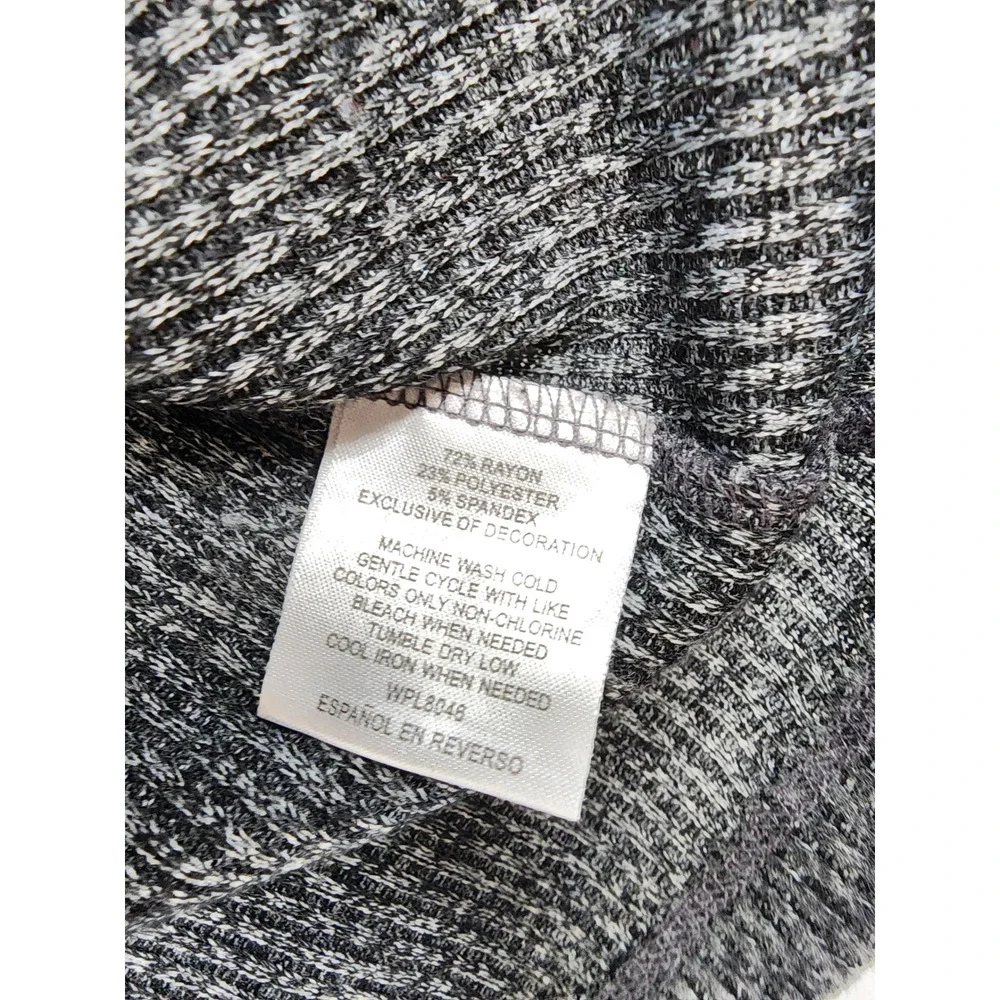 Maison Jules‎ Gray Ribbed Funnel Neck Snap Button Sweater Women Med Long Sleeve